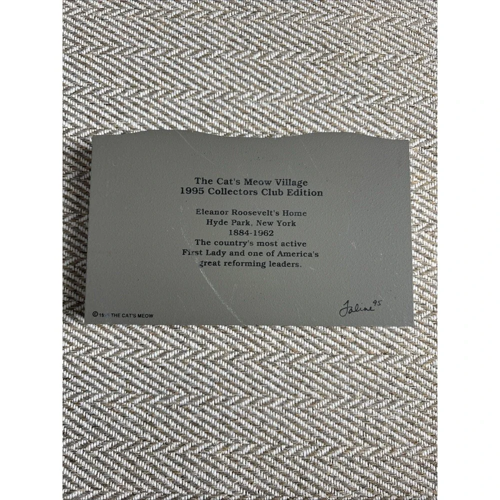 CAT'S MEOW ELEANOR ROOSEVELT'S HOME 1995 COLLECTORS CLUB EDITION 1995 - Picture 2 of 4